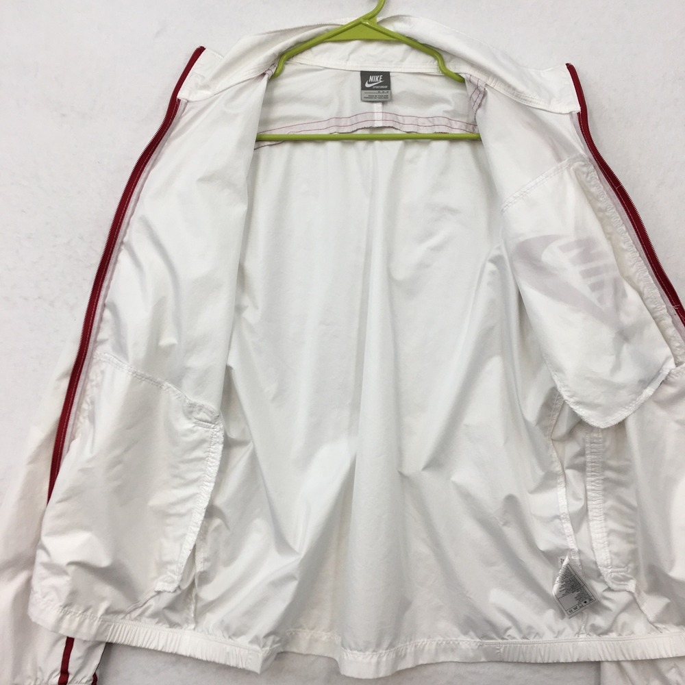 VINTAGE Nike Sportswear Mens White Red Full Zip Light Windbreaker Jacket Size M - Picture 7 of 9